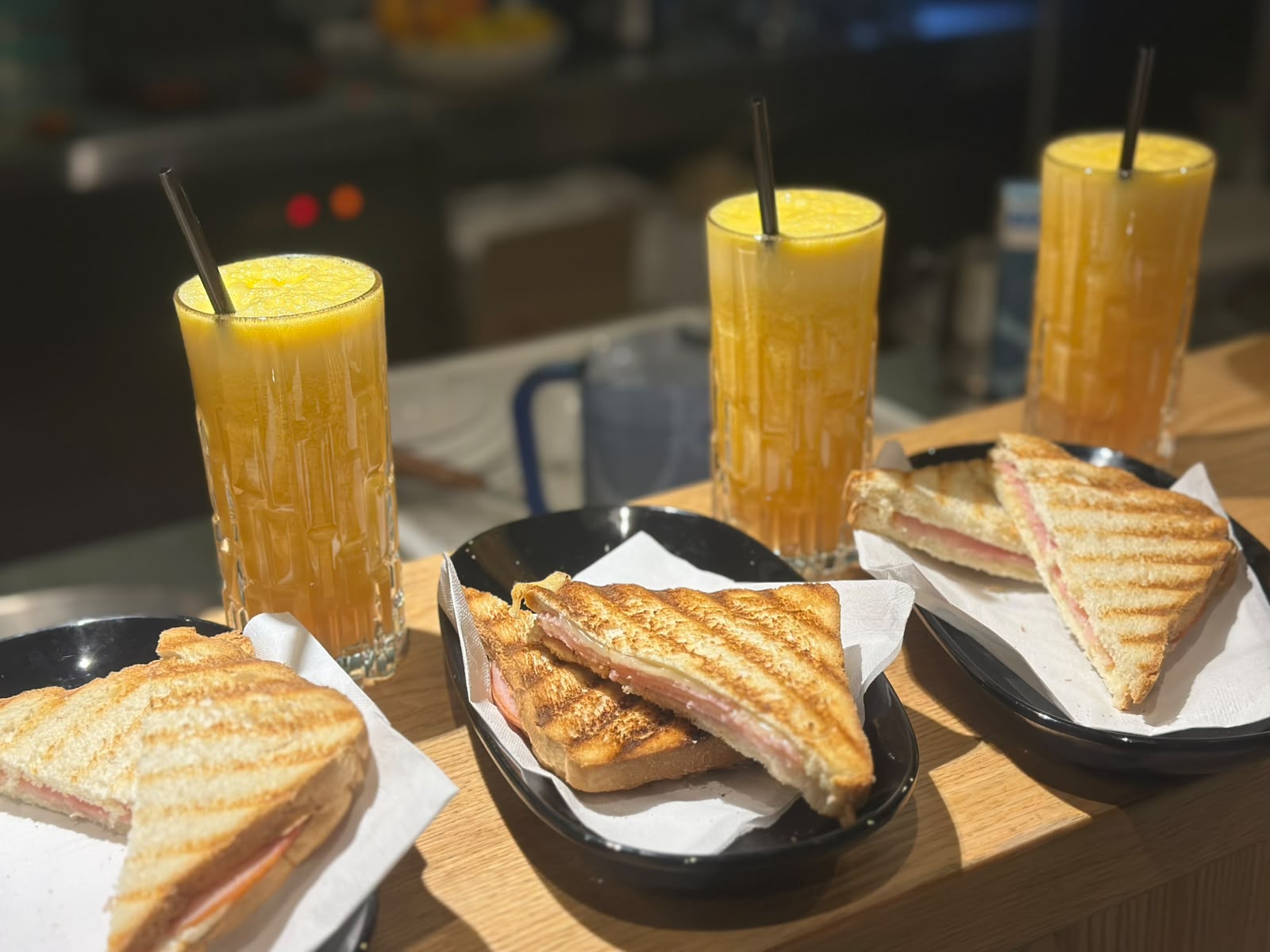Grilled toasties and fresh orange juice from the Raus kitchen