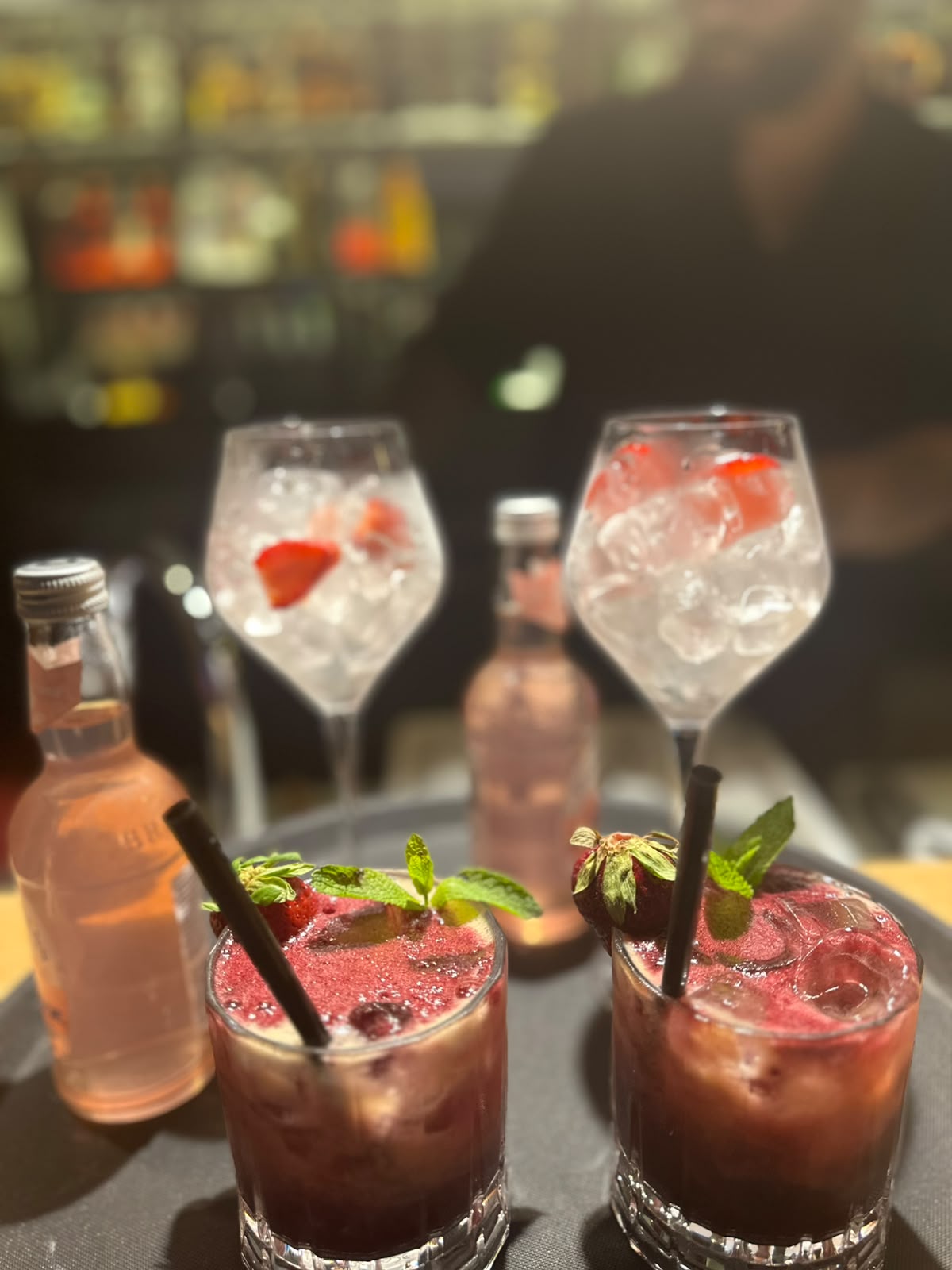Fresh strawberry cocktails served at the Raus bar